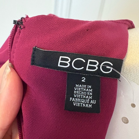 BCBG Burgundy Puff Sleeve Dress – Size 2 | NWT - Picture 5 of 6